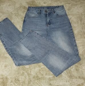 High-waisted straight leg jeans
